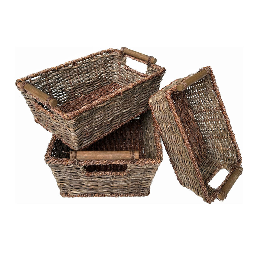 Poubelle en rotin avec poignée